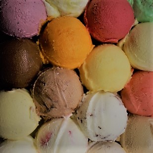 Colorful creamy gelato selection